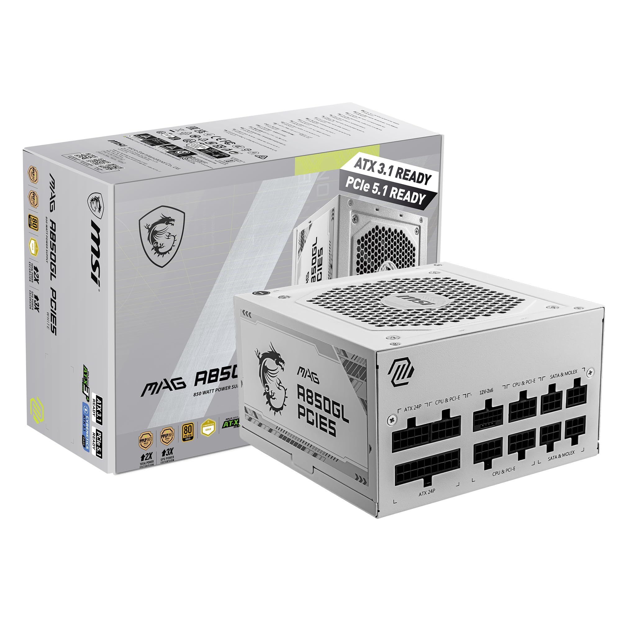 PSU MSI MAG A850GL 80+ GOLD FULL MODULAR PCIE-5 WHITE